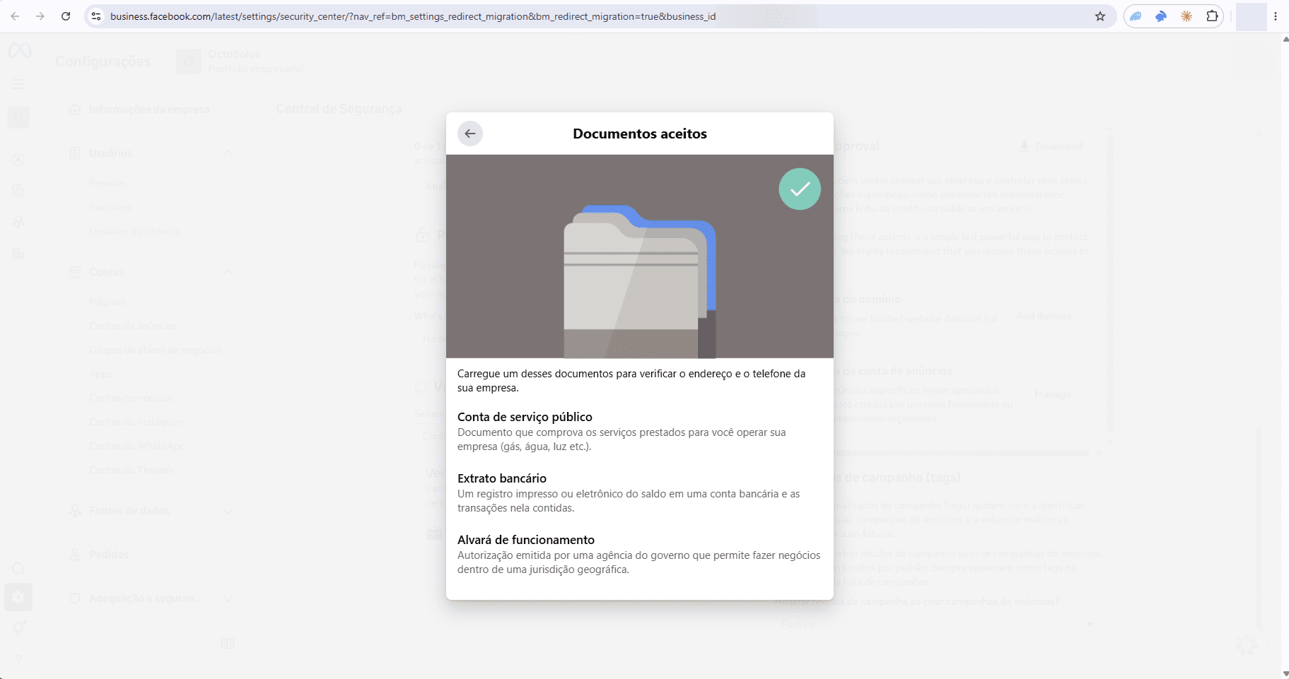 Lista de documentos aceitos para comprovar endereço e telefone