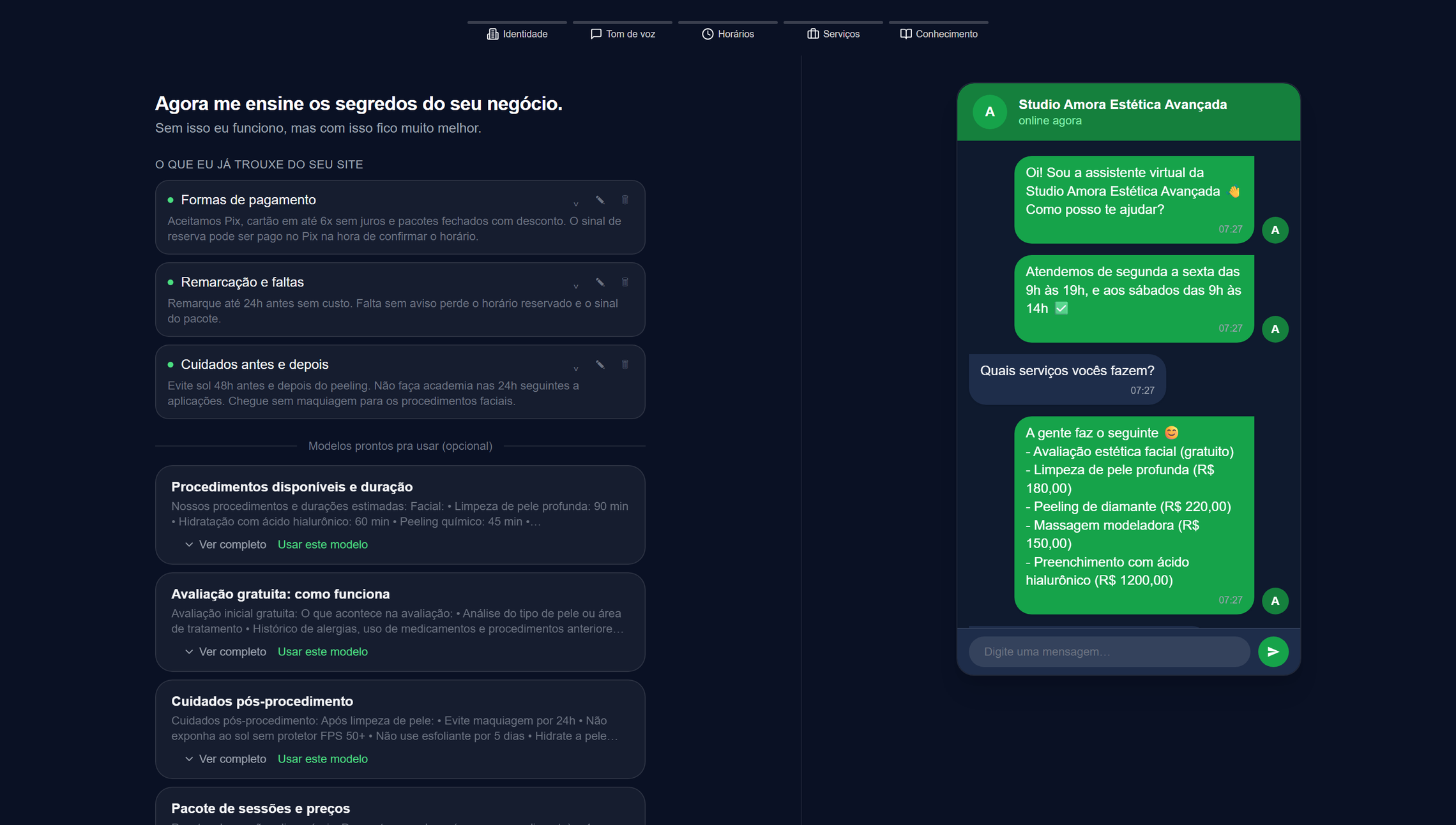 Etapa Agora me ensine os segredos do seu negócio: documentos já trazidos e modelos prontos para usar